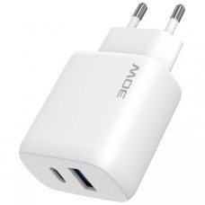Сетевое зарядное устройство Proove Silicone Power 2 30W (Type-C + USB) + Cable Type-C to Type-C (1m) (Белый  White)