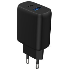 Сетевое зарядное устройство Proove Silicone Power 2 30W (Type-C + USB) + Cable Type-C to Type-C (1m) (Черный  Black)