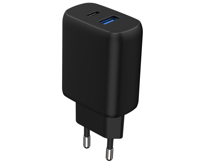 Сетевое зарядное устройство Proove Silicone Power 2 30W (Type-C + USB) + Cable Type-C to Type-C (1m) (Черный  Black)
