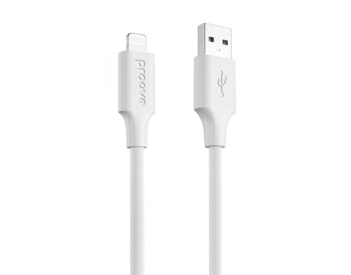 Кабель Proove Striped Silicone Lightning (2.4A/1m) White