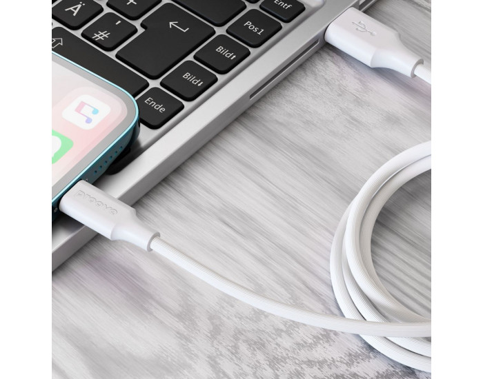 Кабель Proove Striped Silicone Lightning (2.4A/1m) White