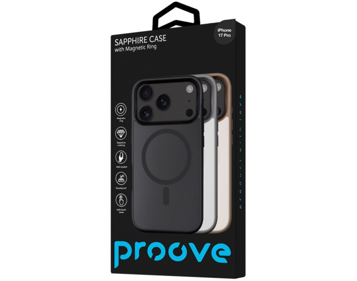 Чехол-силикон Proove Sapphire Case with Magnetic Ring iPhone 17 Pro (Black titanium)