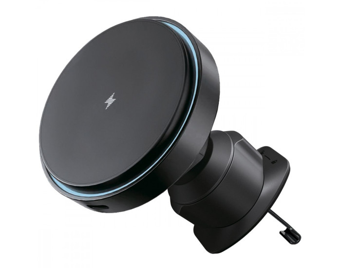 Автодержатель с беспроводной зарядкой Proove Light Circle 15W (Black)