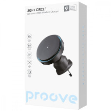 Автодержатель с беспроводной зарядкой Proove Light Circle 15W (Black)