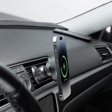 Автодержатель с беспроводной зарядкой Proove Light Circle 15W (Black)