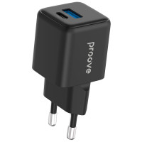 Сетевое зарядное устройство Proove Pocket GaN Plus 25W (Type-C + USB) (Черный  Black)
