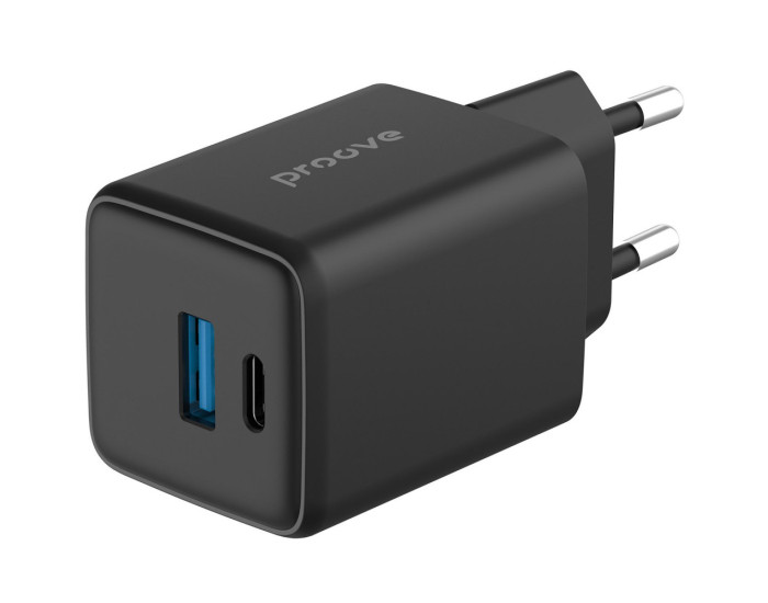 Мережеве зарядний пристрій Proove Pocket GaN Plus 25W (Type-C + USB) (Чорний  Black)
