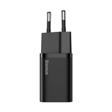 Мережеве зарядний пристрій Baseus Super Silicone Quick Charger 25W з кабелем Type-C to Type-C (3A/ 1m) (TZCCSUP-L01) чорний