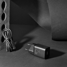 Мережеве зарядний пристрій Baseus Super Silicone Quick Charger 25W з кабелем Type-C to Type-C (3A/ 1m) (TZCCSUP-L01) чорний