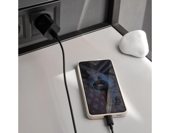 Мережеве зарядний пристрій Baseus Super Silicone Quick Charger 25W з кабелем Type-C to Type-C (3A/ 1m) (TZCCSUP-L01) чорний
