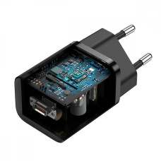 Мережеве зарядний пристрій Baseus Super Silicone Quick Charger 25W з кабелем Type-C to Type-C (3A/ 1m) (TZCCSUP-L01) чорний