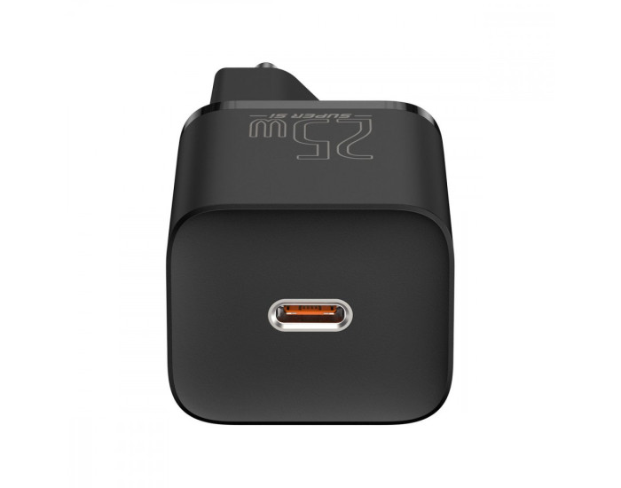 Мережеве зарядний пристрій Baseus Super Silicone Quick Charger 25W з кабелем Type-C to Type-C (3A/ 1m) (TZCCSUP-L01) чорний