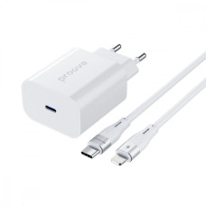 Мережеве зарядний пристрій Proove Rapid 20W (Type-C) + Кабель Type-C to Lightning (Білий  White)