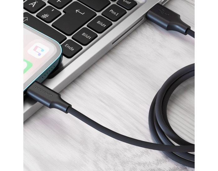 Кабель Proove Striped Silicone Lightning (2.4A/1m) Black