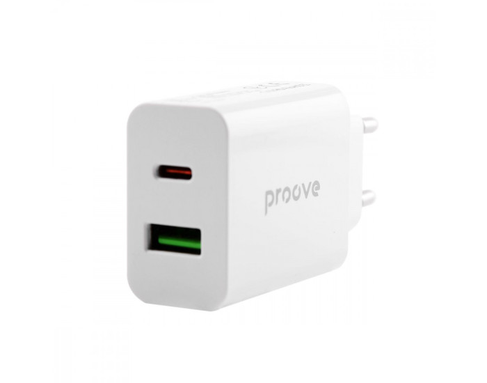 Сетевое зарядное устройство Proove Rapid 20W (Type-C + USB) (Белый  White)