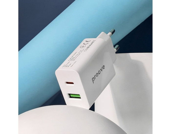 Сетевое зарядное устройство Proove Rapid 20W (Type-C + USB) (Белый  White)