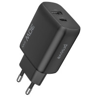 Сетевое зарядное устройство Proove Silicone Power 2 30W (Type-C + USB) (Черный  Black)