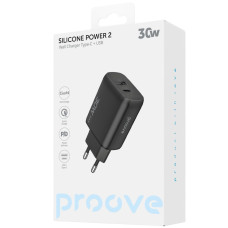Сетевое зарядное устройство Proove Silicone Power 2 30W (Type-C + USB) (Черный  Black)