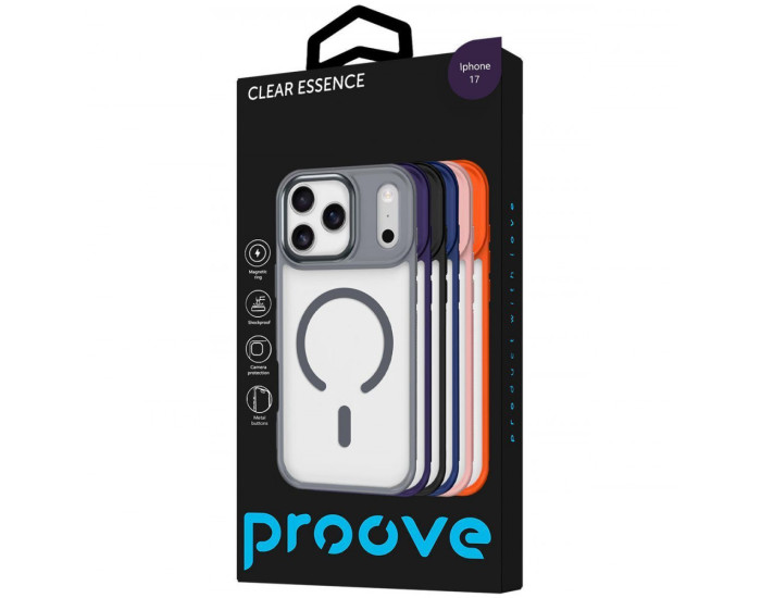 Чехол-силикон Proove Clear Essence Case with Magnetic Ring iPhone 17 Gray