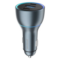 Автомобильное зарядное устройство Proove Super Charge 130W 2 TYPE-C + USB Gray