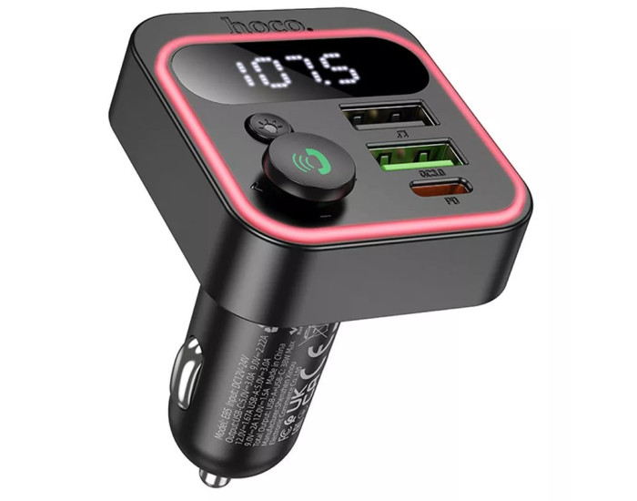 Автомобильный FM-Модулятор HOCO E85 Tiger (PD20W+QC3.0) Gray