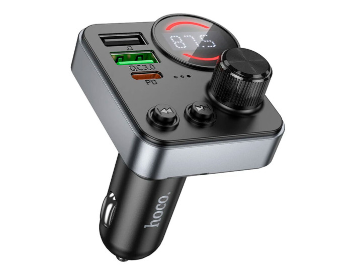 Автомобильный FM-Модулятор Hoco E86 Alegria 48W (QC3.0+PD30W) Black