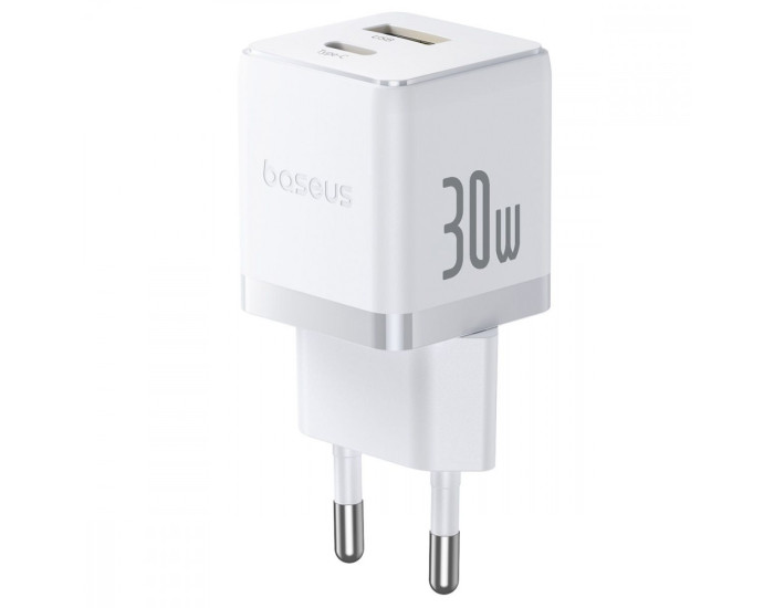 Мережеве зарядний пристрій Baseus Palm Type-C + USB 30W (P1011160A213-00) White