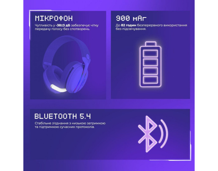Бездротові накладні навушники Proove Gaming Glimmer (APP) White/Purple