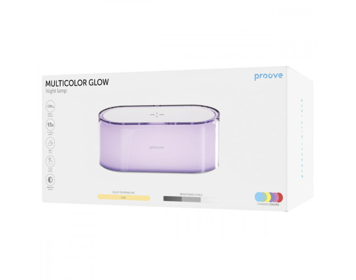 Ночник Proove Multicolor Glow 1200mAh с безпроводной зарядкой, White