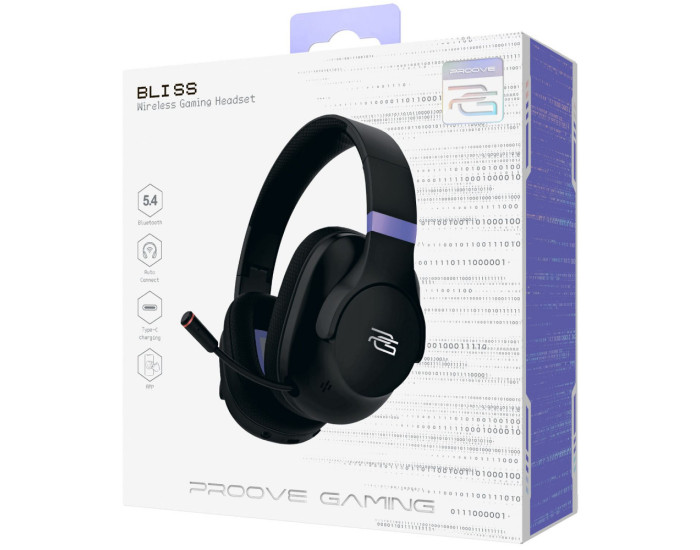 Беспроводные игровые накладные наушники Proove Gaming Bliss (App) Black