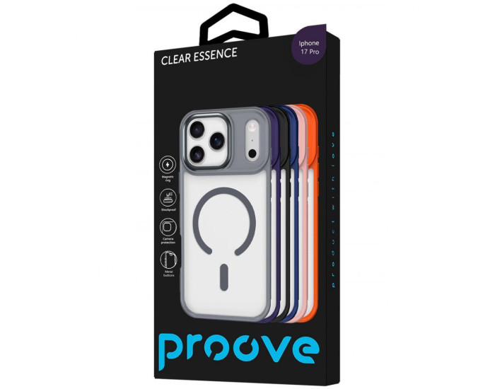 Чехол-силикон Proove Clear Essence Case with Magnetic Ring iPhone 17 Pro Deep Purple