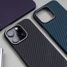 Чехол-силикон WAVE Premium Carbon Slim with Magnetic Ring iPhone 14 Plus /15 Plus Black