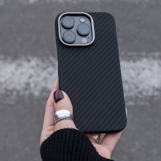 Чехол-силикон WAVE Premium Carbon Slim with Magnetic Ring iPhone 14 Plus /15 Plus Black
