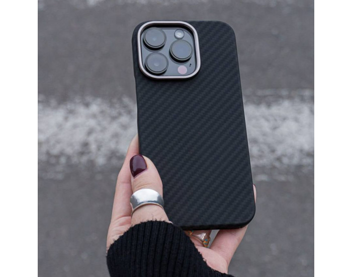 Чехол-силикон WAVE Premium Carbon Slim with Magnetic Ring iPhone 14 Plus /15 Plus Black