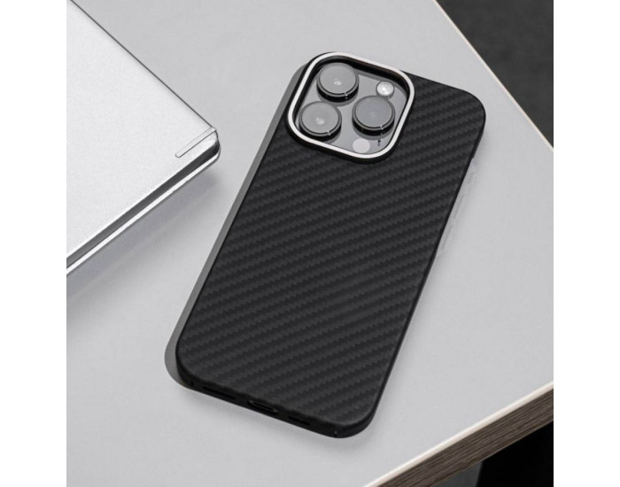 Чехол-силикон WAVE Premium Carbon Slim with Magnetic Ring iPhone 14 Plus /15 Plus Black