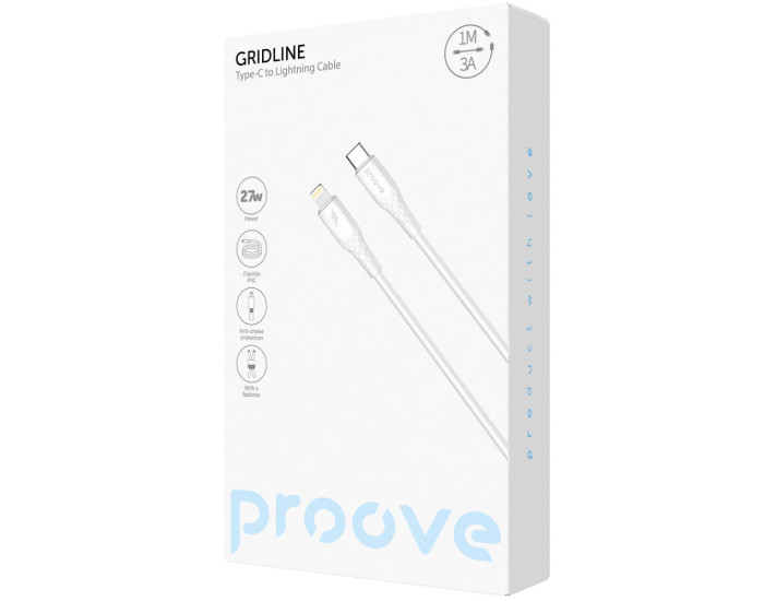 Кабель Proove GridLine Type-C to Lightning (27W/1m) (White)