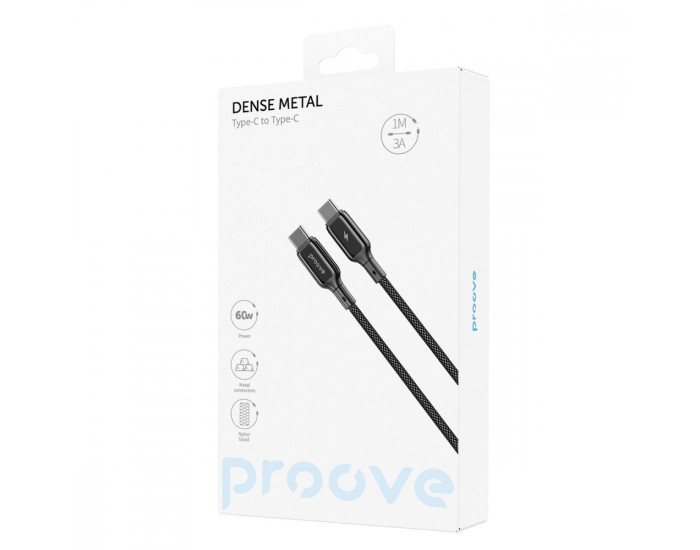 Кабель Proove Dense Metal Type-C to Type-C 60W (3A/1m) White