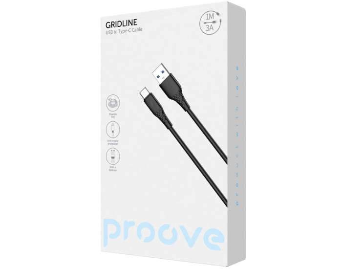 Кабель Proove GridLine USB to Type-C (3A/1m) White