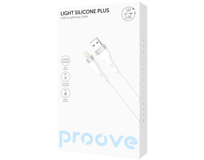 Кабель Proove Light Silicone Plus USB to Lightning (2.4A/1m) White