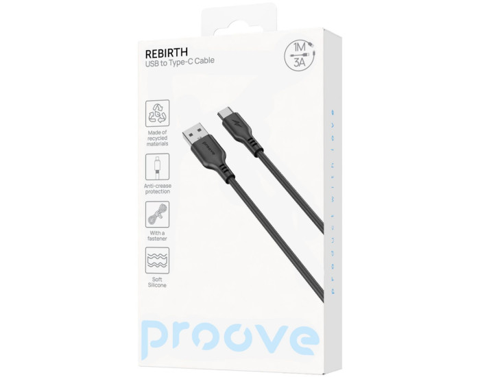 Кабель Proove Rebirth USB to Type-C (3A/1m) White