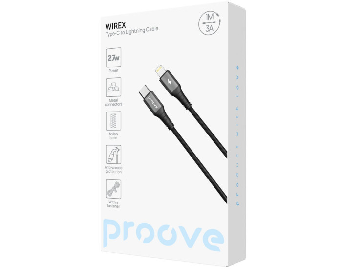 Кабель Proove Wirex Type-C to Lightning (27W/1m) (White)