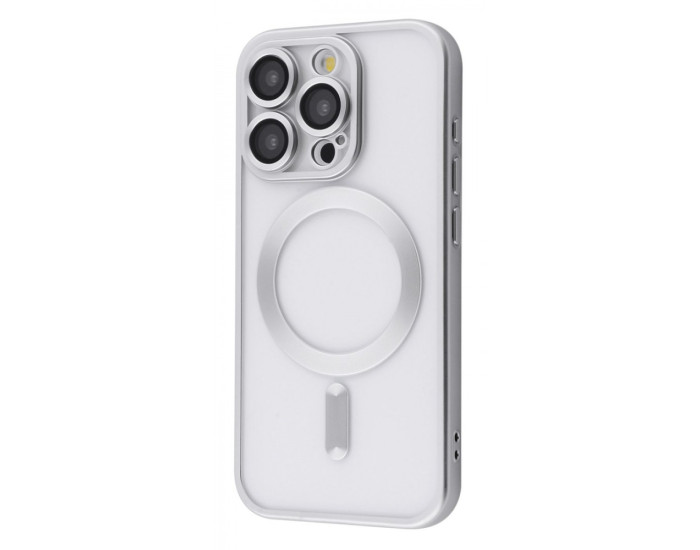 Чехол-силикон Metal Matte Case with MagSafe iPhone 15 Pro White Titanium
