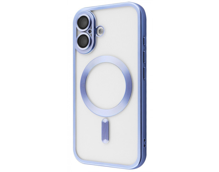 Чехол-силикон Metal Matte Case with Magnetic Ring iPhone 16 Ultramarine
