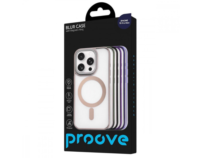 Чехол-силикон Proove Blur Case with Magnetic Ring iPhone 16 Pro Max Natural titanium