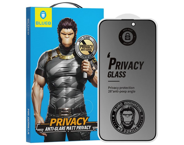 Захисне Скло Blueo Full Cover Privacy Anti-Peep Matte iPhone 16 Pro Max 5D, Black