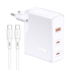 Мережеве зарядний пристрій Jokade JB060 (1USB/2USB-C/PD100W) з кабелем (Type-C-Type-C) Білий