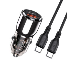 Автомобільне зарядний пристрій Jokade JH026 (USB/USB-C/100W) з кабелем (Type-C - Type-C) чорний