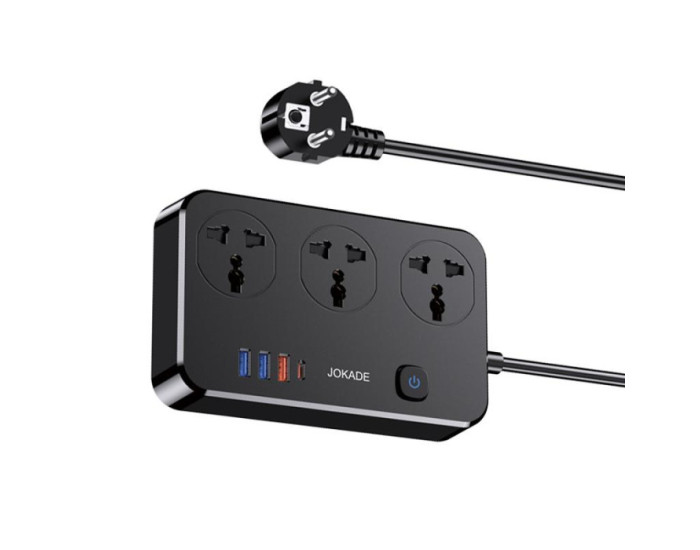 Мережевий фільтр Jokade JB058 (3USB/USB-C/3A/18W/1.5м) Black