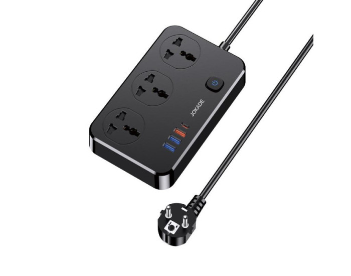 Мережевий фільтр Jokade JB058 (3USB/USB-C/3A/18W/1.5м) Black