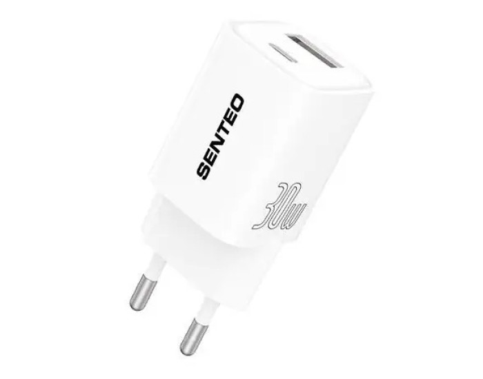 Мережеве зарядний пристрій SENTEO S-04 (USB-A+USB-C) (PD/QC3.0) (18W/30W) (2Port)